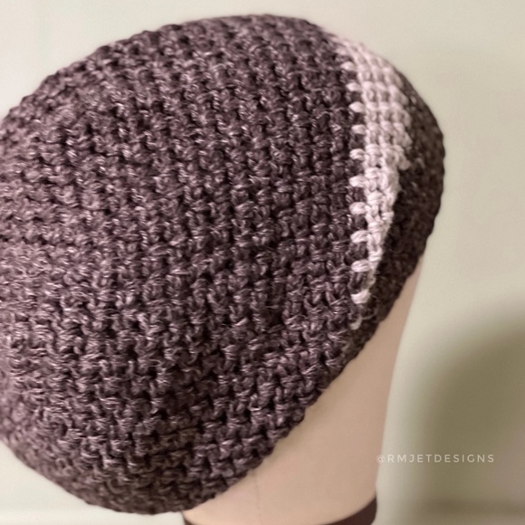 Hemp and Wool Brown and Cream  Extra Slouchy Beanie Tam Hat Dreads Handmade - Picture 1 of 2